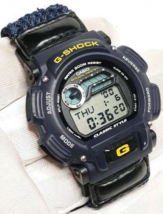 Vintage Casio G - Shock " Classic Style " Rare Blue Yellow Cool Database Mens Watch