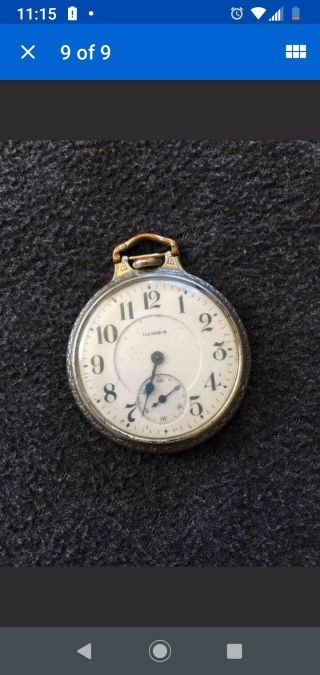 ILLINOIS 23J BUNN SPECIAL MODEL 9 RR WATCH 1916 WADSWORTH GOLD FILLED CASE RUNS 9