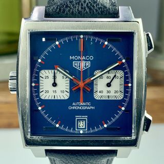 Tag Heuer Monaco Automatic Chrono Steve Mcqueen Caw211p Blue - No Box Or Papers