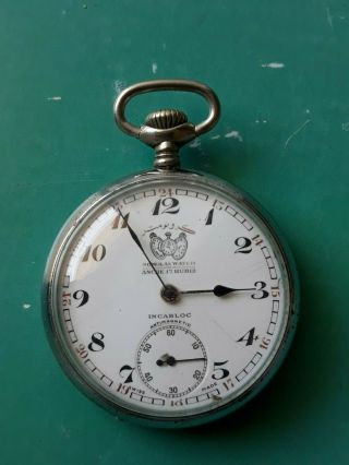 Cortebert (nomlas) Pocket Watch Chronometer 17 Jewels Swiss Mov 616 Incabloc