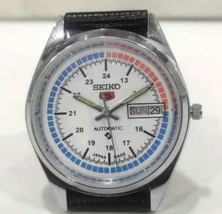 Seiko 5 Automatic Mens Steel Vintage Japan Made White Dial Watch Run Order A