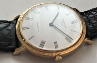 Mens Vintage Patek Philippe Calatrava 18k Yellow Gold Watch w/ Tiffany Dial 2