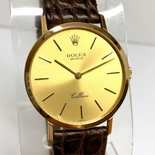 Rolex Cellini 32mm 18k Gold Men’s/unisex Watch Brown Rolex Leather Band