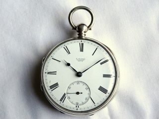 1877 Large Silver Fusee Gents Pocket Watch.  E Hunter Glasgow.  Antique