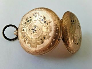 Antique 585 Ladies 14k Gold Hunting Case Pocket Watch Sz.  3/0s Repair 10 Rubis