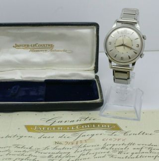 Vintage C1957 Jaeger Lecoultre 37mm Memovox Automatic Alarm Watch Box Papers 815