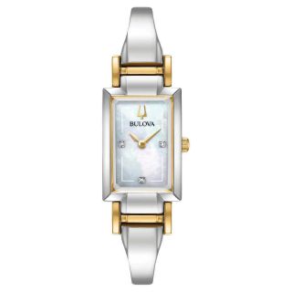 Bulova Ladies Bangle Mother Of Pearl Face Watch (98p188) Nwt