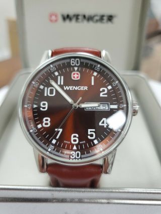 Wenger Mens Commando 70162 Swiss Army Stainless Brown Leather