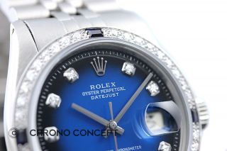 Rolex Mens Datejust 18K White Gold & Stainless Steel Blue Vignette Diamond Watch 3