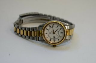Vintage Gold And Silver Womens Seiko Watch W/ Date Water Resist Great
