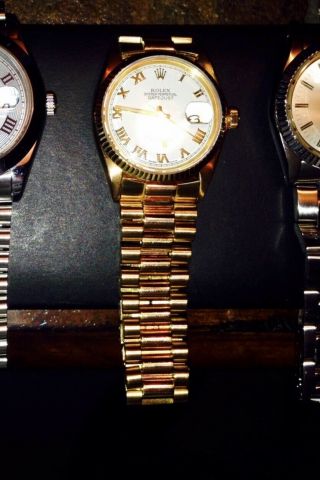Rolex Datejust Mens 18k Yellow Gold,  White Dial Watch President 1601 Vintage 4