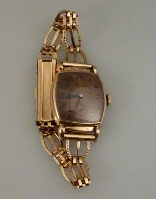 Vintage Bulova Ladies Art Deco Rose 14k Rolled Gold Rg Watch - 57489