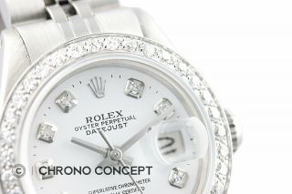 Rolex Ladies Datejust 18K White Gold & Stainless Steel White Diamond Dial Watch 3
