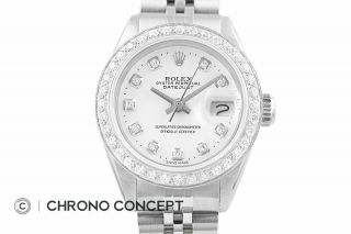 Rolex Ladies Datejust 18K White Gold & Stainless Steel White Diamond Dial Watch 5