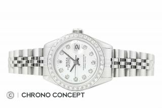 Rolex Ladies Datejust 18K White Gold & Stainless Steel White Diamond Dial Watch 6