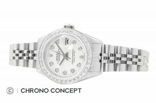 Rolex Ladies Datejust 18K White Gold & Stainless Steel White Diamond Dial Watch 7
