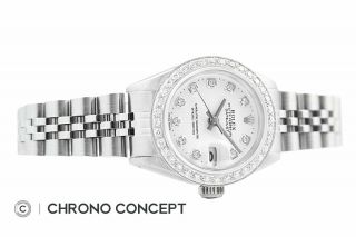 Rolex Ladies Datejust 18K White Gold & Stainless Steel White Diamond Dial Watch 8