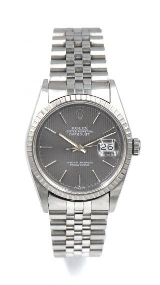 Vintage Rolex Datejust 16220 Wristwatch Grey Dial Stainless Box & Papers C.  1991