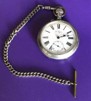 Early Russian Pocket Watch By Pavel Bure 57mm W/ Watch Chain R5
