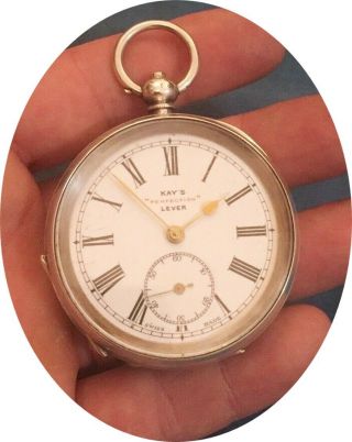 Antique Solid Silver Kays Perfection Lever Pocket Watch C 1910