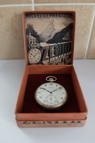 1900 Metal Cased Zenith 15 Jewels Swiss Lever Pocket Watch In Good Order