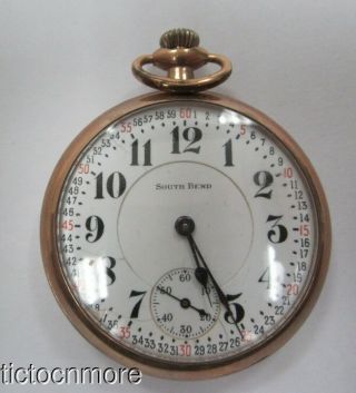 Antique South Bend 223 The Studebaker 17j Montgomery Rr Dial Pocket Watch 1910