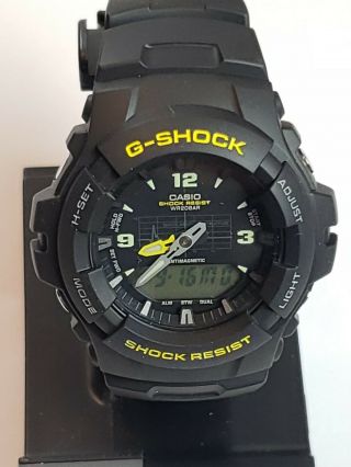 Casio G - Shock Watch Black Dual Time Shock Resistant Backlit Afterglow G100 - 9cm