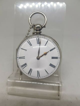 Antique solid silver fusee verge J.  Spink pocket watch 1868 ref741 2