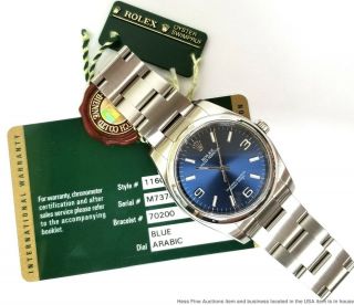 Minty 116000 Blue Artic Rolex Oyster Perpetual Mens Steel Watch Box Paper 2