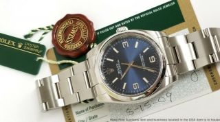 Minty 116000 Blue Artic Rolex Oyster Perpetual Mens Steel Watch Box Paper 3
