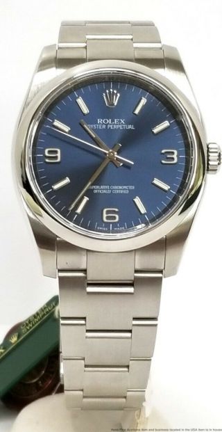 Minty 116000 Blue Artic Rolex Oyster Perpetual Mens Steel Watch Box Paper 4