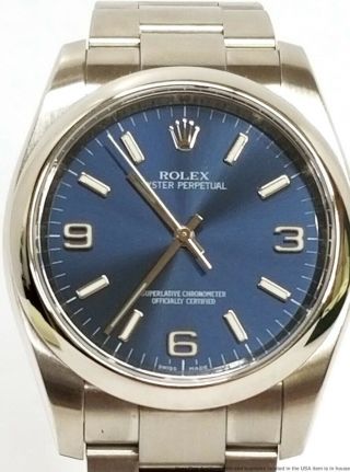 Minty 116000 Blue Artic Rolex Oyster Perpetual Mens Steel Watch Box Paper 5
