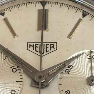 HEUER 2444 Vintage Valjoux 72 Chronograph Pre Carrera Big Eye Stainless Boxed 4