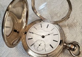 Huge Monster 5oz Coin Silver Rockford Pocket watch Early Serial Number 6