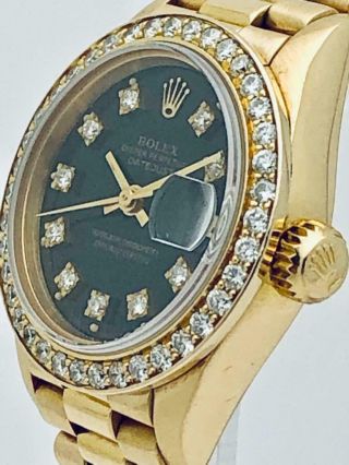 Estate Rolex Ladies President 18k Gold Datejust Diamond Bezel & Diamond Dial 3