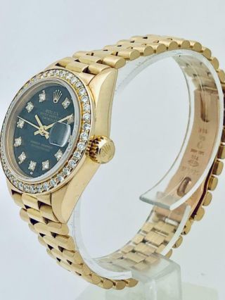 Estate Rolex Ladies President 18k Gold Datejust Diamond Bezel & Diamond Dial 4