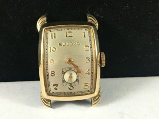 1947 Vintage Art Deco Bulova 8ah 17 Jewel 10k Rolled Gold Plate - 7215949 (runs)