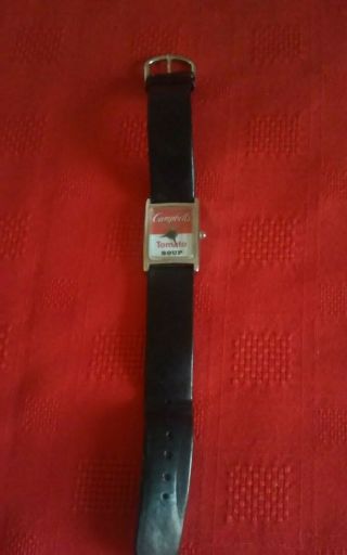 Campbell Soup Watch Acme Studios Tank Design By Andy Warhol Wristwatch Leather