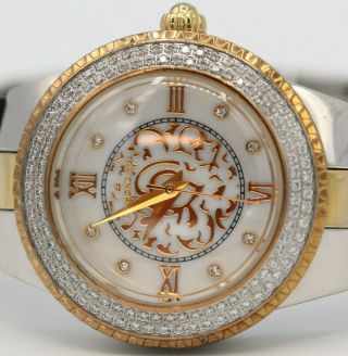 Ladies Diamond Hill Swiss Made Pave Bezel Two Tone Rose Gold Stainless