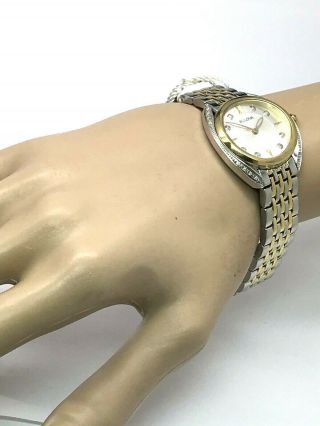 Bulova 98R229 Diamond Two - Tone Stainless Steel Ladies Quartz Watch BROKEN CLASP 4