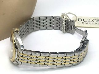 Bulova 98R229 Diamond Two - Tone Stainless Steel Ladies Quartz Watch BROKEN CLASP 8