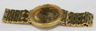 1892 22K Double Eagle Coin $20.  00 CORUM Wactch on 18K Gold Bracelt QUARTZ 35mm 9