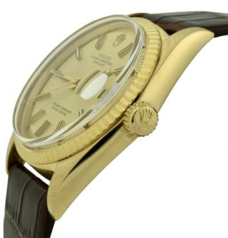 Vintage 1968 Rolex 1601 Datejust 18k Gold 36mm Champagne Pie Pan Dial 16018 3