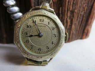 Vintage Ladies Hamilton 14k White Gold Filled Art Deco Wrist Watch / 17j Rep Rp6