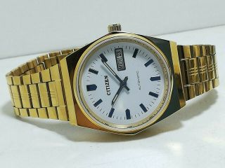 citizen automatic men ' s gold plated WHITE DIAL vintage japan made watch RUN H 3