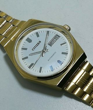 citizen automatic men ' s gold plated WHITE DIAL vintage japan made watch RUN H 6