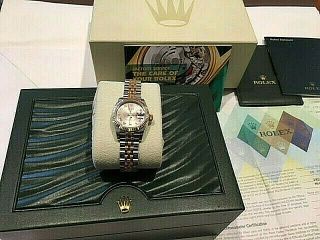 Rolex Ladies Datejust 18k Yellow Gold & Steel Slate Roman Dial Box/papers 179173