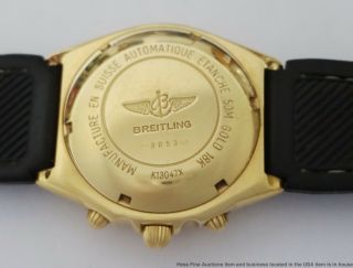 Heavy 18k Gold Breitling K13047X Chronograph Mens Watch w Orig 18k Gold Buckle 5