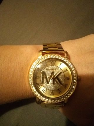 Mk Gold Color Quartz Watch Roman Numerals Men/women Adult/teen -