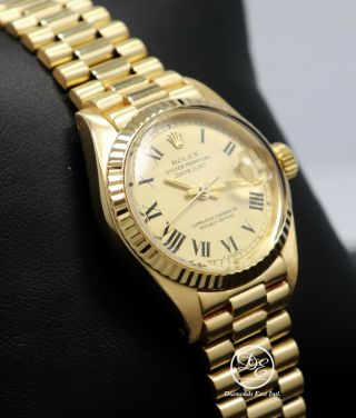 Rolex President Datejust 6917 18k Yellow Gold Roman Dial Ladies Watch
